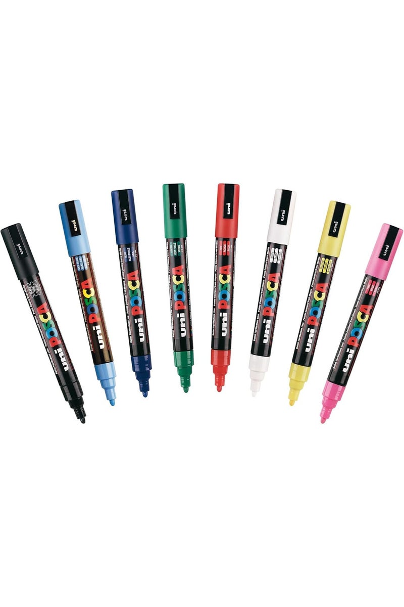 Uni Posca Acrylic Paint Marker Set, 8 Colors with Medium Size Tips - Image 2